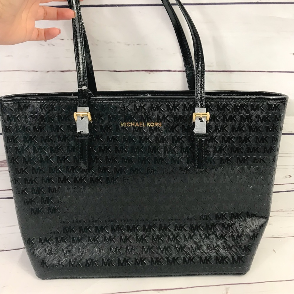 💕 MICHAEL KORS BLACK TOTE BAG MK LOGO  ☺️